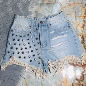 UNIF High Waisted Distressed Shorts